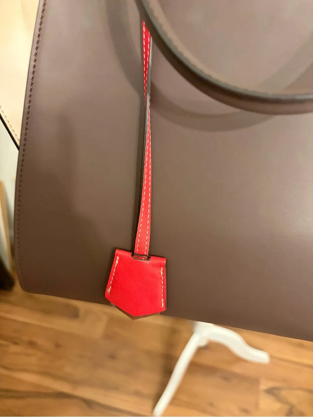 **FENDI** 3Jours LARGE Brown Colorblock Leather Top-Handle Bag with Red Accent
